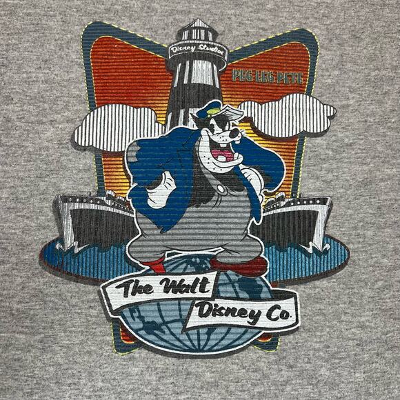 The Walt Disney Store Y2K Goofy Pig Leg Pete Graphic Gray Shirt Mens Medium - Picture 4 of 9
